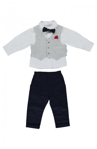 Bebetto  Baby Cotton Vest 4 Pisces Suit K1842-GR-01 Gray 1842-GR-01