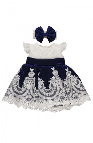 Bebetto Satin Lacy Dress K1899-LACI-01 Navy 1899-LACI-01