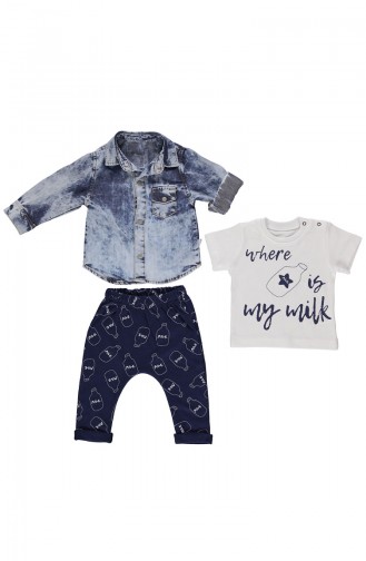 Bebetto  Baby 3 Pisces Shirt Suit K1798-LACI-01 Navy Blue 1798-LACI-01