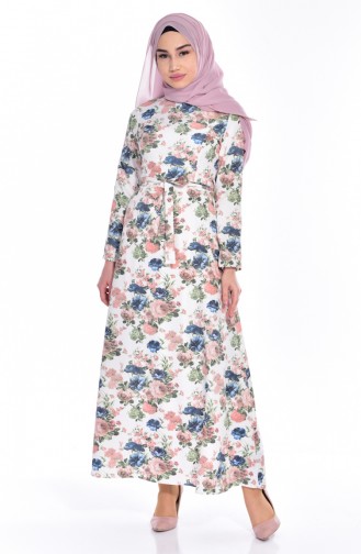 Navy Blue Hijab Dress 4140A-02
