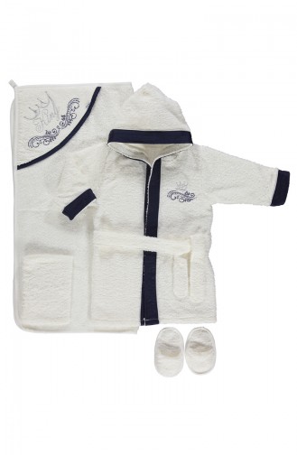 Bebetto Woven Towel Bathrobe Set 4 H302-LACI-01 Navy 302-LACI-01