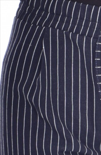 Pantalon Simple a Rayure 1330-04 Bleu Marine 1330-04