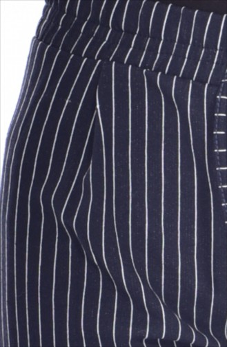 Striped Straight-leg Trousers 1330-04 Navy Blue 1330-04