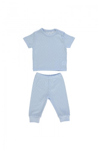 Bebetto Baby Schlafanzug aus Gekämmte Baumwoll 2er Set F934-01 Blau 934MV-01