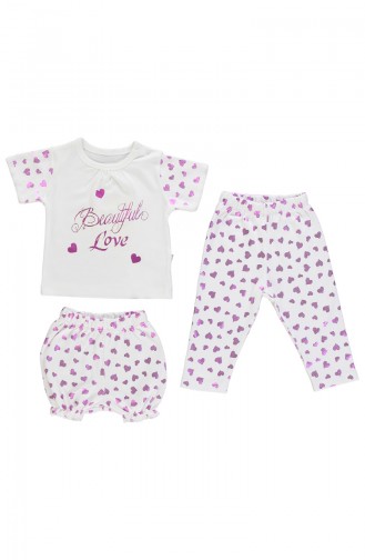 Bebetto Cotton Pajama Set 3 Pcs F952-PMB-01 Pink 952-PMB-01