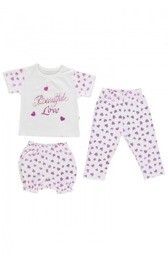 Bebetto Ensemble Pyjama Peigné 3 Pieces F952-PMB-01 Rose 952-PMB-01