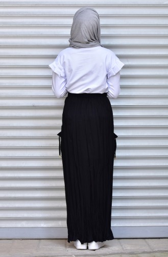 Black Wrinkle Look Skirt and Pants 1070-08