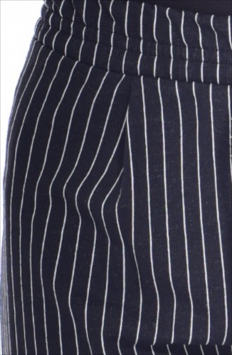 Çizgili Düz Paça Pantolon 1330-01 Siyah