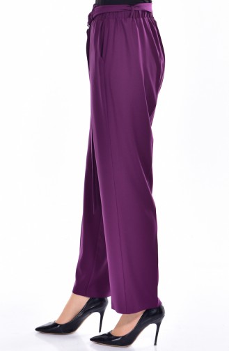 Trousers With Elastic Belt 0863-01 Purple 0863-01