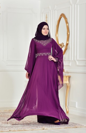 Lila Hijab-Abendkleider 8211-05