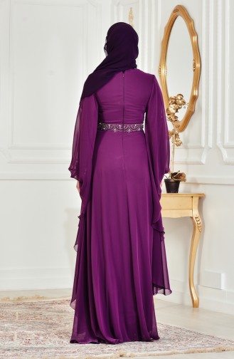 Purple Hijab Evening Dress 8211-05