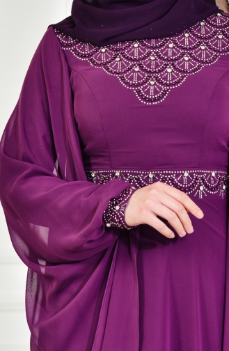 Purple Hijab Evening Dress 8211-05