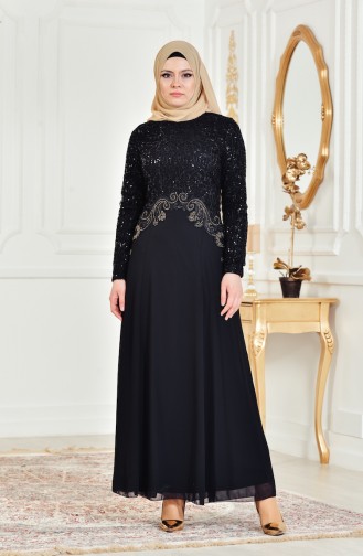 Black Hijab Evening Dress 52614-05