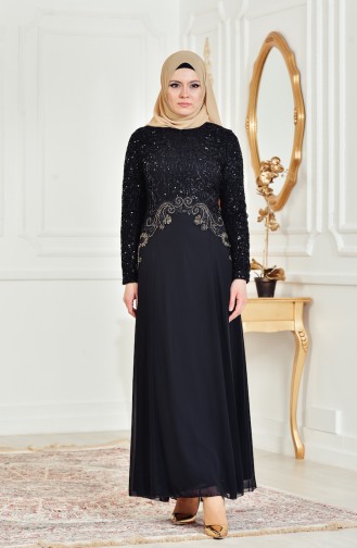 Abendkleid mit Pailetten 52614-05 Schwarz 52614-05