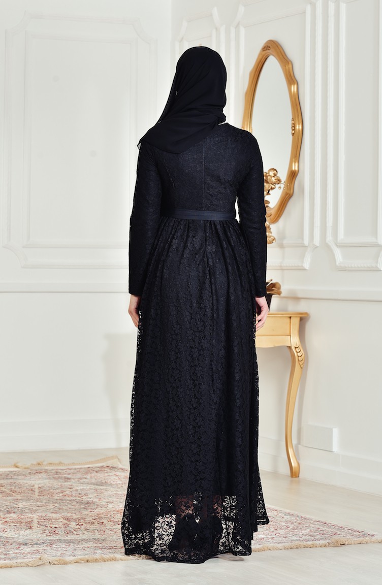 Black Hijab Evening Dress 413801 Sefamerve