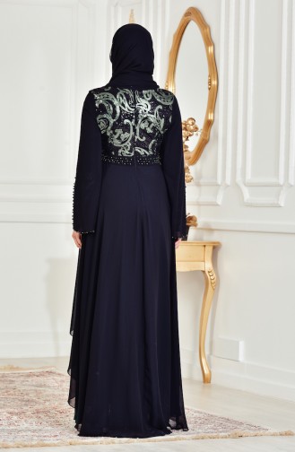 Emerald Green Hijab Evening Dress 7959-03