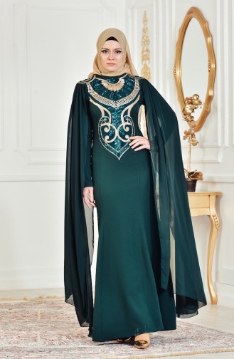 Green Hijab Evening Dress 52688-05