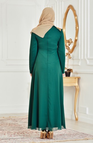 Green Hijab Evening Dress 3386-03