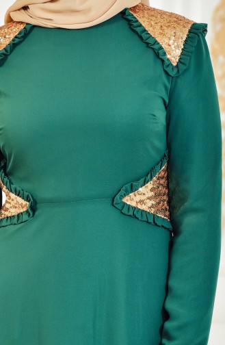 Green Hijab Evening Dress 3386-03