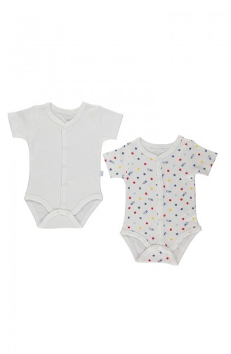 Bebetto Body Manches Courtes Boutons-Pressions a L`avant 2 Pieces T1376-EKR Ecru 1376-EKR