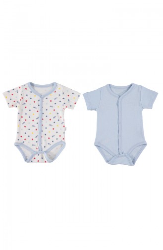 Bebetto Body Manches Courtes Boutons-Pressions a L`avant 2 Pieces T1376-MV Bleu 1376-MV