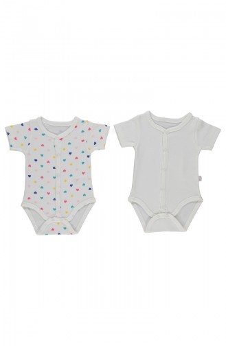 Bebetto Body Manches Courtes Boutons-Pressions a L`avant 2 Pieces T1377-EKR Ecru 1377-EKR