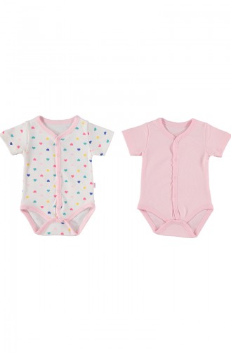 Bebetto Combed Front Snap short Sleeve Baby Bodysuit 2 T1377-PMB Pink 1377-PMB