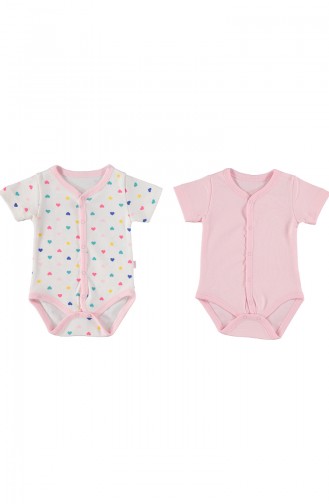 Bebetto Body Manches Courte Boutons-Pressions a L`avant 2 Pieces T1377-PMB Rose 1377-PMB