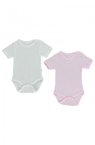 Bebetto Combed Net short Sleeve Baby Bodysuit 2 T1392-PMB Pink 1392-PMB