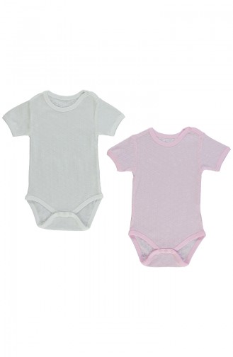 Bebetto Body Sans Manches 2 Pieces T1393-PMBEKR Rose Ecru 1393-PMBEKR