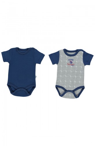 Bebetto Gekämmtes Kurzärmeln Body 2er Set T1422-GR Grau 1422-GR