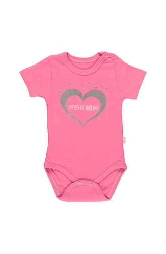 Bebetto Combed short Sleeve Baby Bodysuit T1435-FSY Fuchsia 1435-FSY