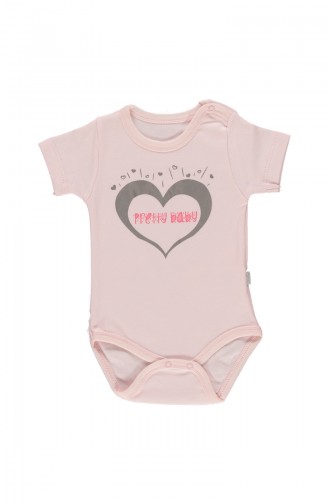 Bebetto Combed short Sleeve Baby Bodysuit T1435-PMB Pink 1435-PMB