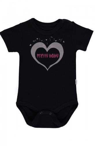 Bebetto Combed short Sleeve Baby Bodysuit T1435-SYH Black 1435-SYH