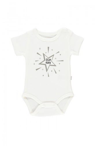 Bebetto Combed short Sleeve Baby Bodysuit T1438-EKR light Beige 1438-EKR