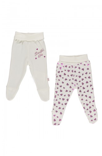 Bebetto Gekämmte Hose mit Füßlinge 2er Set T1443-PMB Pink 1443PMB