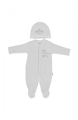 Bebetto Cotton Overalls 2 Pcs T1475-EKRGMS Light Beige Silver 1475-EKRGMS