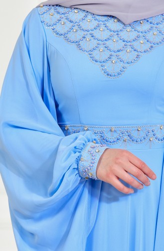 Ice Blue Hijab Evening Dress 8211-02