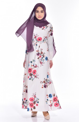 Ecru Hijab Dress 4140-03