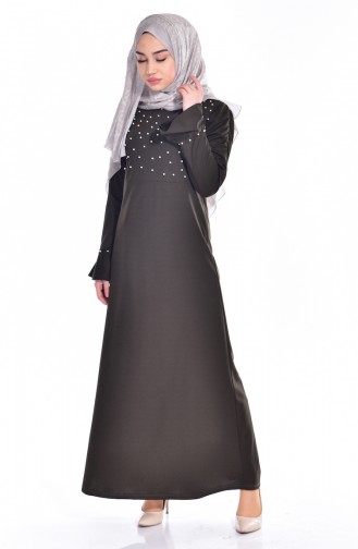 Khaki Hijab Dress 7000-06