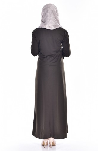 Khaki Hijab Dress 7000-06