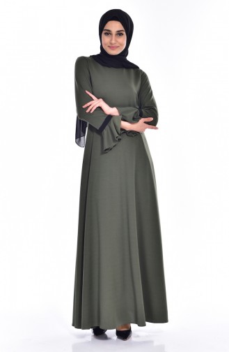 فستان بتصميم سادة مع اكمام بقصة اسبانية  0039-01