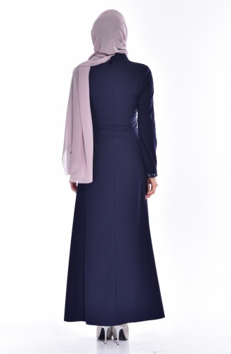 Navy Blue Hijab Dress 81547-04