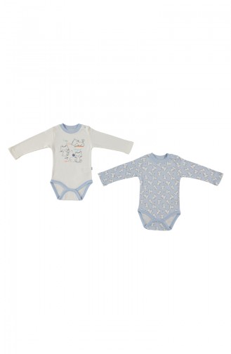 Bebetto Body Manches Longues 2 Pieces T1283-EKRMV-01 Ecru Bleu 1283-EKRMV-01