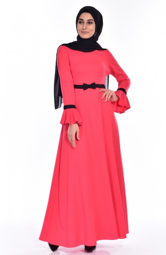 Coral Hijab Dress 0039-04