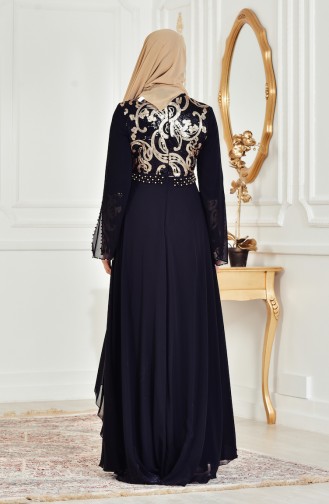 Robe de Soirée a Paillette 7959-01 Noir Gold 7959-01