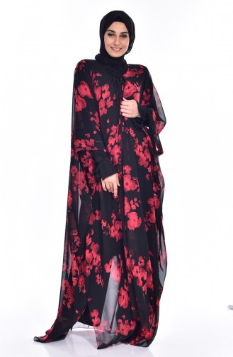 Desenli Pareo Ferace 24557-02 Siyah Kırmızı