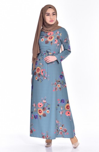 Turquoise Hijab Dress 4140-01