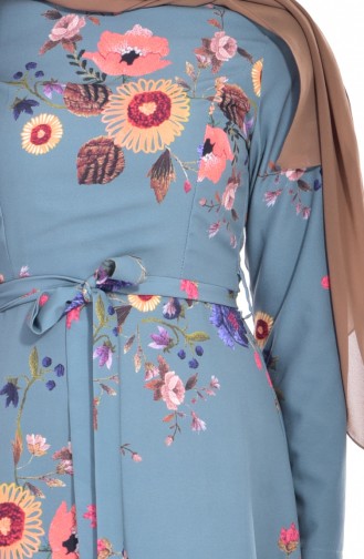 Turquoise Hijab Dress 4140-01