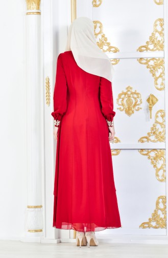 Claret Red Hijab Dress 52221A-11
